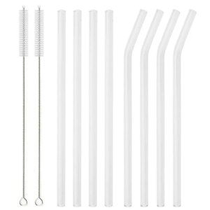 8Pcs Reusable Drinking Straw Colorful Glass Straws Eco-friendly High Borosilicate Glass Straw Glass Tube Party Bar Drinkware