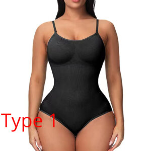 V Neck Spaghetti Strap Bodysuits Compression Body Suits Open Crotch Shapewear Slimming Body Shaper Smooth Out Bodysuit
