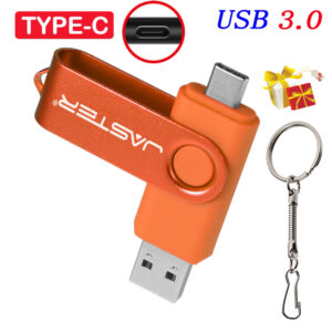 High Speed TYPE-C USB 3.0 Flash Drive 64GB Rotatable OTG Pen Drive 32GB Key Chain Memory Stick for Mobile Phone Black Pendrive