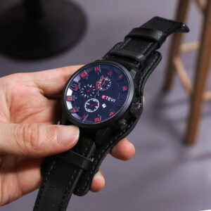 YIKAZE Retro Men’s Watches Classic Luxury Business Quartz Watch Fashion Big Dial Leather Strap Date Military Wristwatch for Men