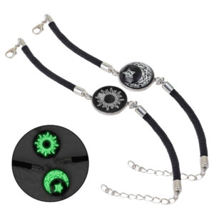 1Pair Luminous Couple Bracelet/Necklace Creative Sun and Moon Braided Bracelet Jewelry Gift for Birthday
