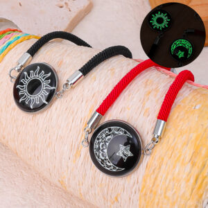 1Pair Luminous Couple Bracelet/Necklace Creative Sun and Moon Braided Bracelet Jewelry Gift for Birthday