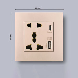 Power 2100MA USB Outlet Crystal Glass Panel 13A UK Wall Type C Interface Socket Tetuo