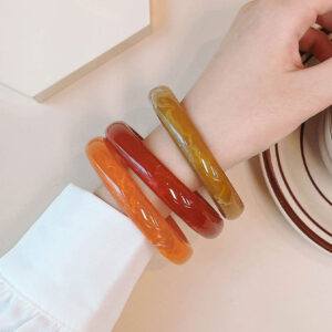 3pcs New Vintage Resin Acrylic Bangle Set for Women Jewelry Korean Cuff Bangles Bracelets with Charms Designer Round New Gifts
