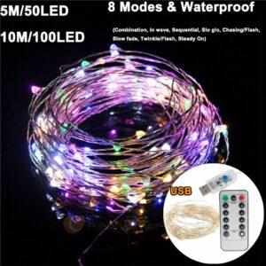 5/10M 50/100LED Remote Control USB LED String Lights Fairy Lights /Street Garland Christmas Light Outdoor Garden Lamp Wedding DIY Decoration