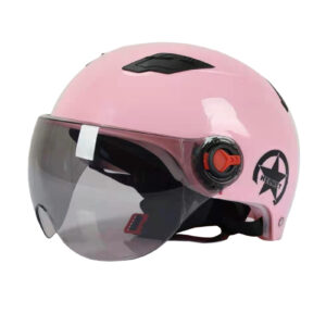 Men Motorcycle Helmet,Woman Electric Motor Car Scooter Bike Open Face Half Helmet,Anti-UV Safety Hat Bicycle Cap with Goggles