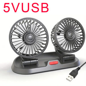 EAFC 5V 12V 24V Car Cooling Fan 360?? Adjustable Dual Head Air Fan USB 2Speeds Automotive Electric Fan For Dashboard RV Truck