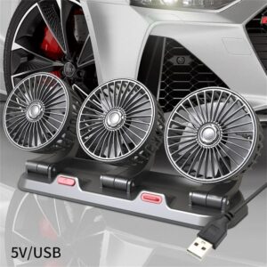 Car Fan 360┬░ Adjustable 3 Head Air Fan Automotive Electric Fan USB/12V/24V Fan 2 Speeds Car Silent Fan For Home Desk Office&Car