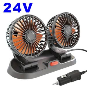 Car Fan 360┬░ Adjustable 3 Head Air Fan Automotive Electric Fan USB/12V/24V Fan 2 Speeds Car Silent Fan For Home Desk Office&Car