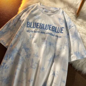 Tie-dye Embroidery Letter Short Sleeve Top Korean Popular Trendy Female T-shirt Summer New 2024 Fashion Y2K Tops