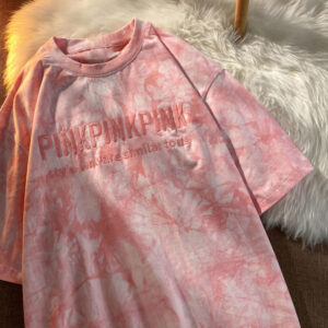 Tie-dye Embroidery Letter Short Sleeve Top Korean Popular Trendy Female T-shirt Summer New 2024 Fashion Y2K Tops