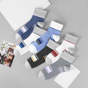 5 Pairs Socks MEN’S Mid-calf Spring and Autumn Sports Sweat Anti-odor MEN’S Socks Thin Sports Socks