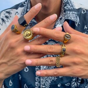 6Pcs/Set Goth Vintage Skeleton Skull Antique Silver Color Rings Set Unisex Punk Carved Knuckle Jewelry Accessories Steampunk Men