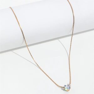 Peri’sbox Dainty Minimalist Solitaire Zircon Charm Necklace Anti Tarnish Stainless Steel Chain Round Clear Cz Stone Necklace New