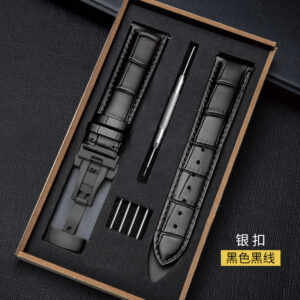 Genuine Leather Strap with Wooden Box Watch Band Butterfly Clasp Bracelet 18mm 20mm 22mm 24mm Wrist BandWatch Accessories