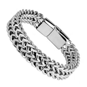 Explosive Hip Hop Stainless Steel Front and Back Men’s Simple Bully Punk Bracelet
