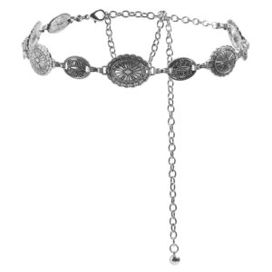 Retro style women’s metal waist chain accessories Decorative circle carved chain belt high style accessories