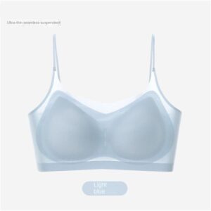 Ultra-Thin Breathable Ice Silk Top Bra Women’s Seamless Back Halter Vest Wrap Bra Small Chest Together