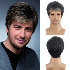 Short Natural Curly Hair For Male Young Men Heat Resistant Fiber Synthetic Wigs