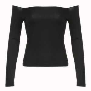 CIBBAR Solid Slash Neck Crop Top Women Off Shoulder Long Sleeve Skinny T-shirt Harajuku y2k Femme Clothing Autumn Casual Shirts