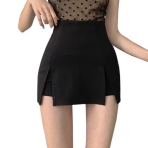 Sexy Split Skirt Women’s Office Ladies Suit Skirt Summer Black Asymmetrical High Waist Mini Pants Skirt