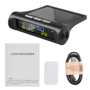 TPMS Look Solar Car Digital Clock with LCD Time Date In-Car Temperature Display for Outdoor Personal Car Part Decoration