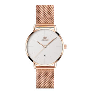 OLEVS 8mm Ultra Thin Watches for Women Rose Gold Stainless Steel Waterproof Ladies Wristwatch Big Face Quartz Watch Reloj Mujer