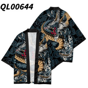 Demon Print Japanese Anime Kimono Asian Clothing – Unique and Striking Fashion Haori Perfect for Cosplay or Dressing Up