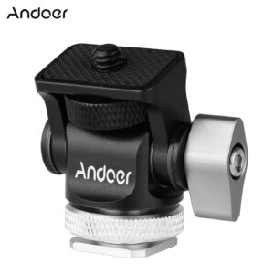Andoer Mini Monitor Mount Tripod Head Cold Shoe Adapter Aluminum Alloy 1/4 Inch Screw for Flash Microphone LED Fill Light Lamp