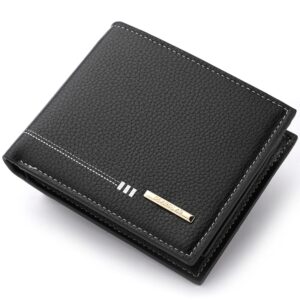 New Men’s Wallet Credit Card Holder Zipper Coin Purse High-Quality Lychee Pattern Business Short Wallet For Men