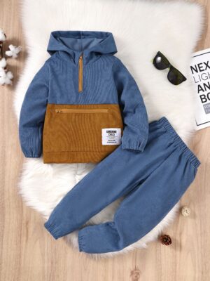 Boy Clothes Suit Fashion Long Sleeve Hooded Suit 2PCS Costume Children’s Boy Suit Sport Outfit Set For 4-7 Years Old