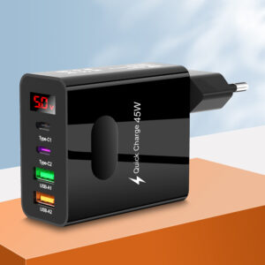 Digital Display Charger 45W USB Type C Charger Quick Charge 3.0 PD Phone Charge Adapter For iPhone Samsung Xiaomi Travel Charger