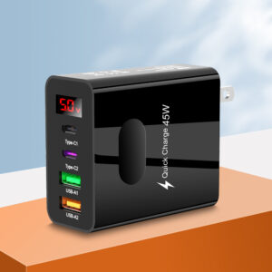 Digital Display Charger 45W USB Type C Charger Quick Charge 3.0 PD Phone Charge Adapter For iPhone Samsung Xiaomi Travel Charger
