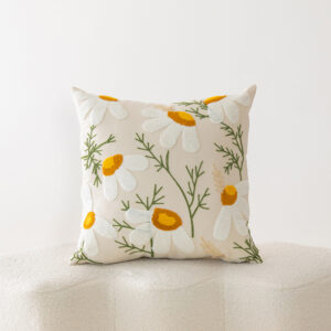 1PC Boho Embroidery Flower Throw Pillow Cover 17.7inx17.7in