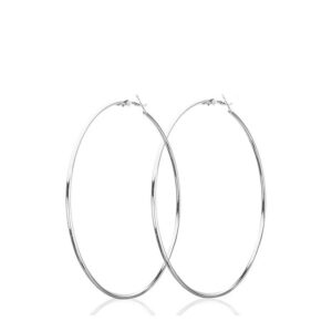 2pcs 30-100mm Small Big Circle Hoop Earrings for Women Men, Stainless Steel Ear Ring Fashion Jewelry Gift Nightclub DJ