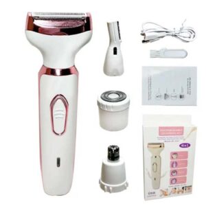 Electric Razor For Women 4-In-1 Lady Electric Shaver For Face Nose Legs And Underarm Bikini Trimmer For Women Wet & Dry Painless