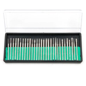 STONEGO 30Pcs Diamond Grinding Burr Needle Point Engraving Carving Polishing For Glass Jade Stone 2.35/3mm Drill Bit Rotary Tool