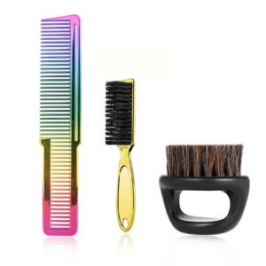 Salon Electroplated Hair Clipper Comb Set Hangable Design Hair Cleaning Neck Brush Ring Beard Brush Stylist Styling Comb Set