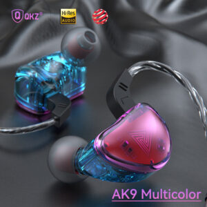 Original QKZ AK9 HiFi Music Earphone 3.5mm In-Ear Heavy Bass Transparent Headsets With Mic Sports Gaming Monitor Earbuds AK3 AK6