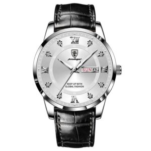 POEDAGAR Men Watch Fashion High Quality Leather Watches Waterproof Luminous Week Date Top Brand Luxury Quartz Man Wristwatch