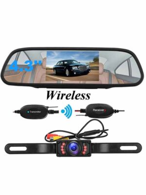 Bileeko Wireless 4.3inch 7 led Car Reversing Camera Kit Back Up Car Monitor LCD Display HD Car Rear View Camera Parking System