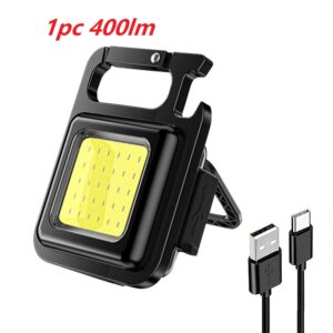Pocket Work Light High Power COB LED Mini Keychain Light USB Rechargeable LED Flashlight IPX4 Waterproof for Outdoor Accessories