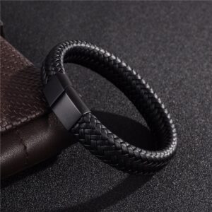 Retro Men’s Leather Open Bangle, Simple Multi-Size Woven Leather Hand Rope, Outdoor Sports Gift