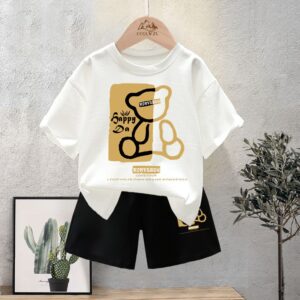 Summer Baby Boy Clothes Set Children Girls Cartoon Bear Printed T-shirts and Shorts 2pcs Suit Kid Casual Top Bottom Tracksuits