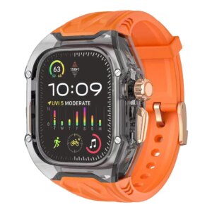 Transparent Modification Kit For Apple Watch Ultra 9 8 7 49mm 44mm 45mm Strap+Case For iWatch Series 6 5 4 Rubber Band Refit Mod