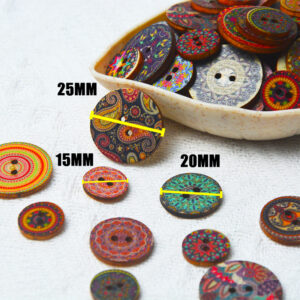50pcs Retro Wooden Buttons 2 Holes Handwork Sewing Scrapbook Clothing Bosian Style Button DIY Crafts Accessories Decor