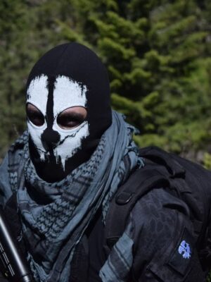 Black Cotton Balaclava Ghost Skeleton Mask Skull Ski Headwear Scarf Hood Motorcycle Helmet for Outdoor Motorcycle Hiking