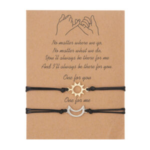 2 PCS/Set Couple Bracelet For Women Men Lover Sun Moon Handmade Braided Rope Charm Friendship Girlfriend Party Jewelry Gift