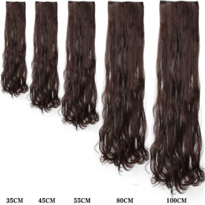 14-40 Inch Long Curly Hair Synthetic Wig Extension Clip Hair Big Wave 5 Clips Invisible Seamless Heat-Resistant Women’s
