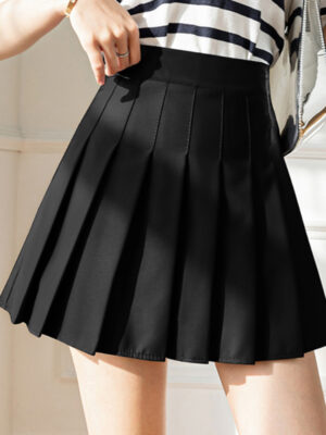 MEXZT Pleated Mini Skirts Women Streetwear Korean High Waist Black White Tennis Skirt Jk Kawaii Preppy Students A Line Skirts